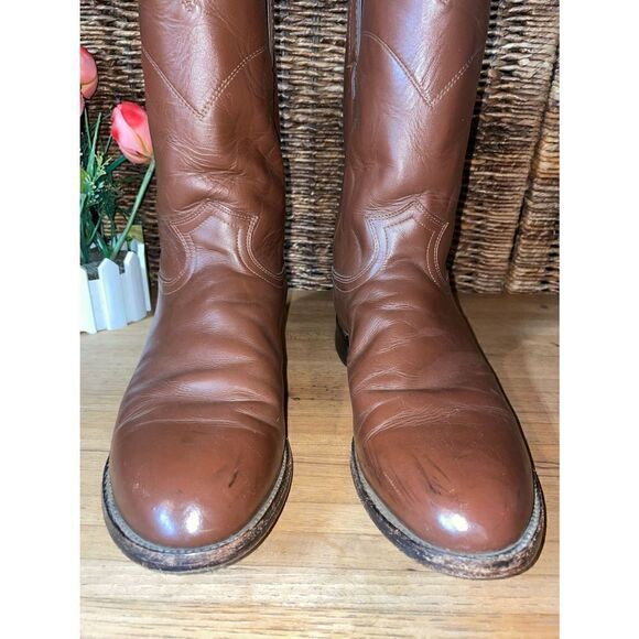 Roper Boots By Justin Classic Tan  Rancher/Cowboy Boot Size 11.5-RARE - Picture 4 of 16